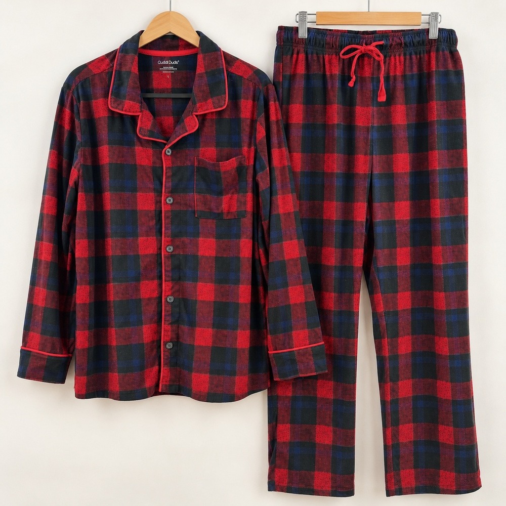 Cuddl Duds Cabin Core Plaid Pajama Set Women L Buffalo Check Cozy Sleepwear